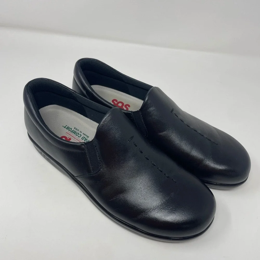 SAS Tripad Comfort Black Leather Slip On Loafers Shoes Womens 9 M Made in USA